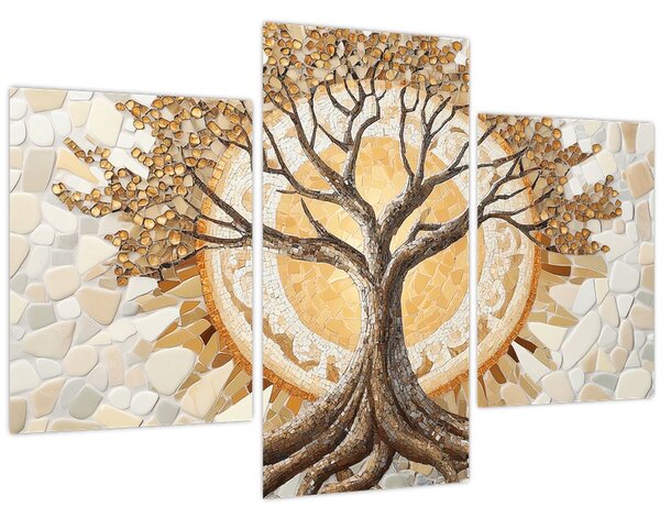 Kép – Arany életfa mozaikban (90x60 cm)