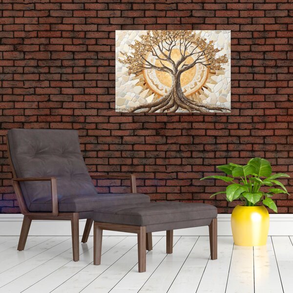 Kép – Arany életfa mozaikban (70x50 cm)
