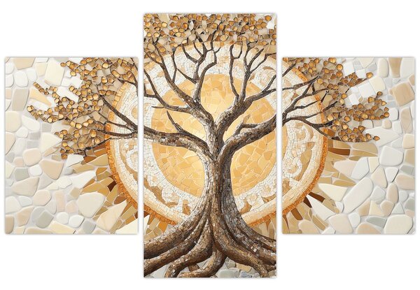 Kép – Arany életfa mozaikban (90x60 cm)