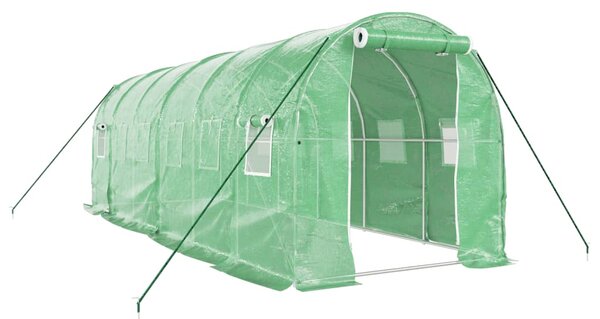 Zöld acélvázas melegház 12 m² 6 x 2 x 2 m