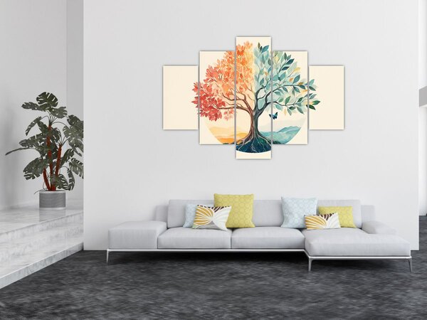 Kép – Duális fa pillangóval (150x105 cm)