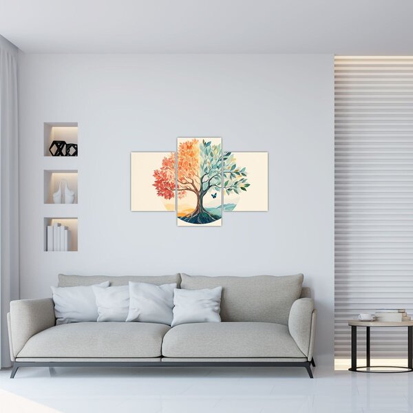 Kép – Duális fa pillangóval (90x60 cm)