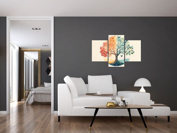 Kép – Duális fa pillangóval (90x60 cm)