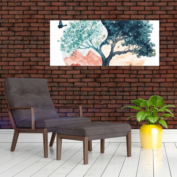 Kép – Akvarellfa tele élettel (120x50 cm)