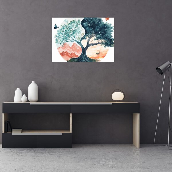 Kép – Akvarellfa tele élettel (70x50 cm)
