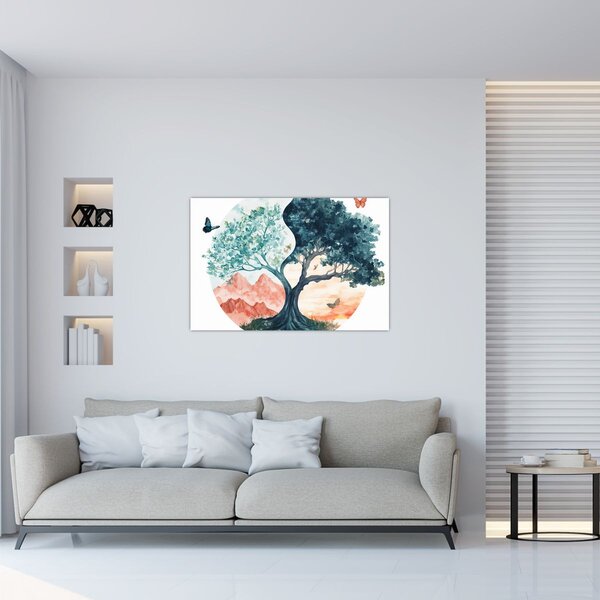 Kép – Akvarellfa tele élettel (90x60 cm)