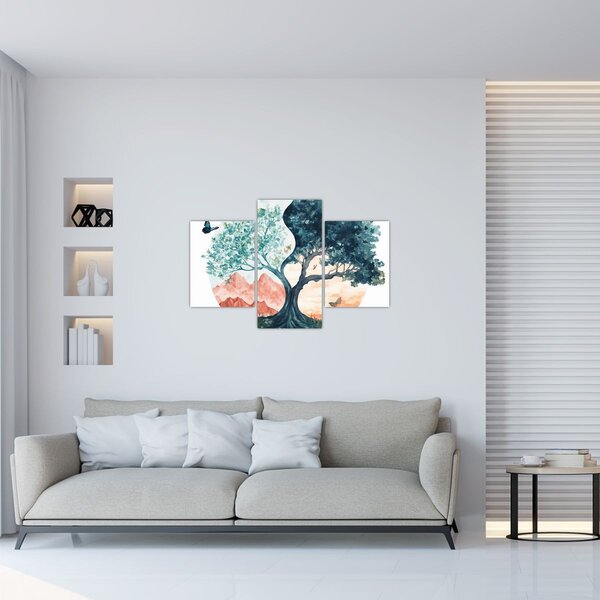 Kép – Akvarellfa tele élettel (90x60 cm)