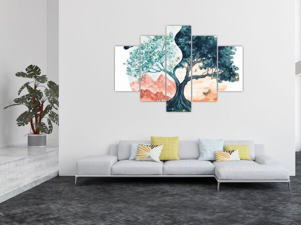 Kép – Akvarellfa tele élettel (150x105 cm)
