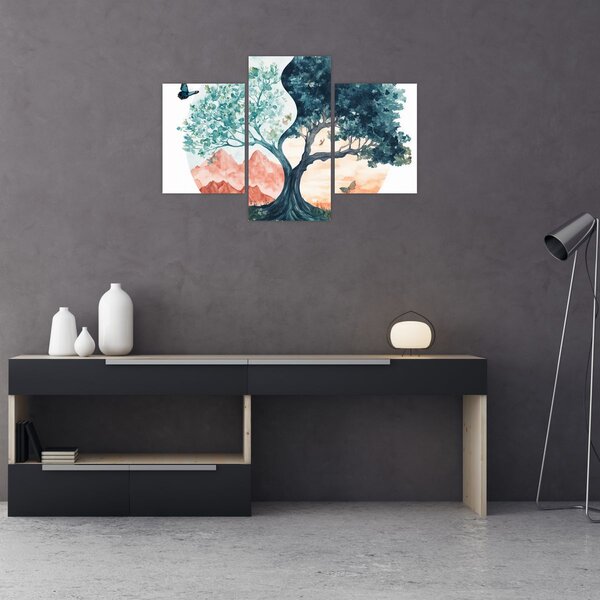 Kép – Akvarellfa tele élettel (90x60 cm)