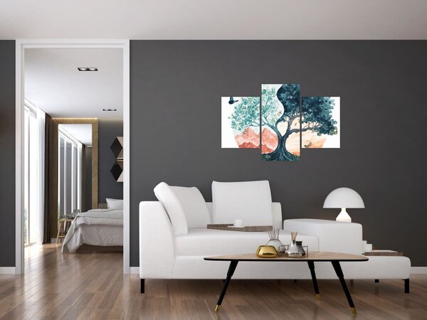 Kép – Akvarellfa tele élettel (90x60 cm)