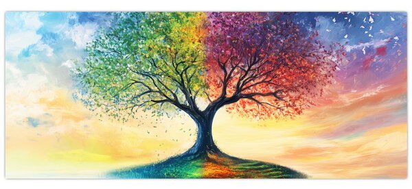 Kép – Évszakok festett fája (120x50 cm)
