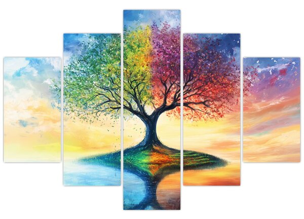 Kép – Évszakok festett fája (150x105 cm)
