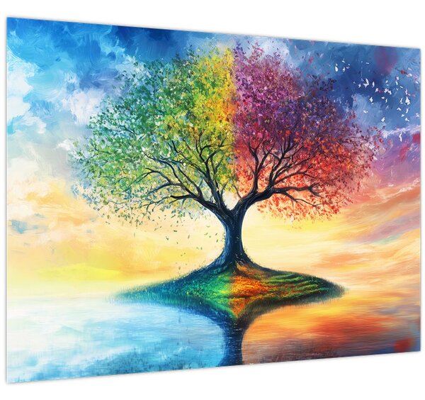 Kép – Évszakok festett fája (70x50 cm)