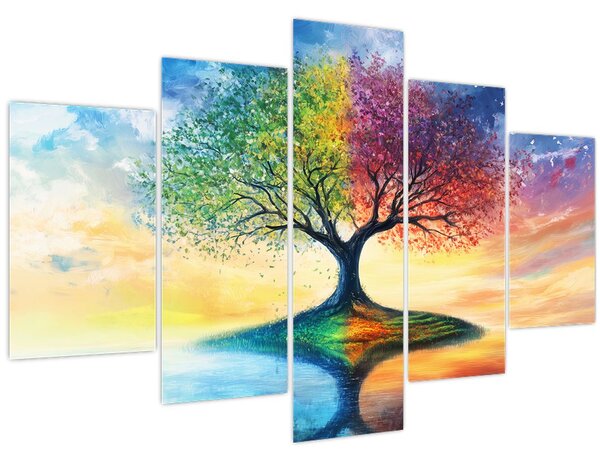 Kép – Évszakok festett fája (150x105 cm)