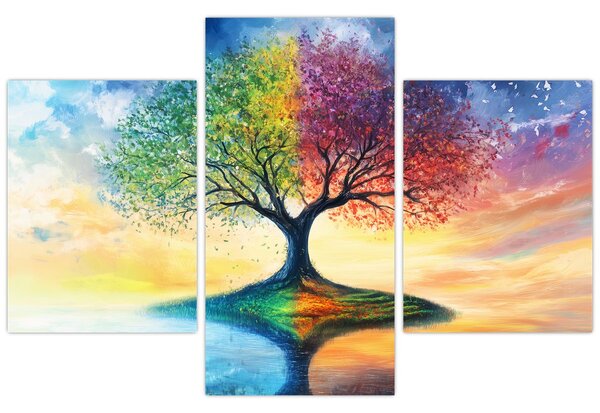 Kép – Évszakok festett fája (90x60 cm)