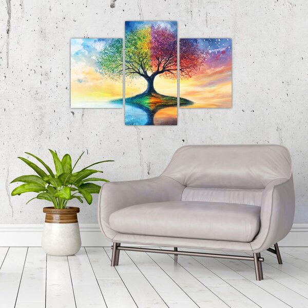 Kép – Évszakok festett fája (90x60 cm)
