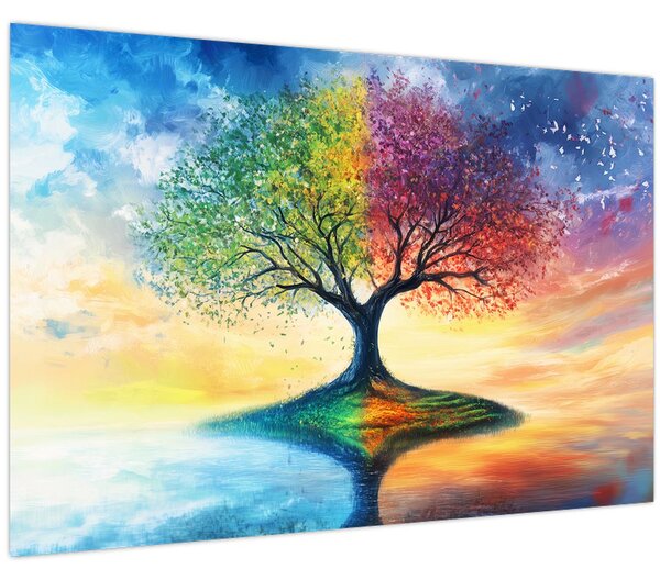 Kép – Évszakok festett fája (90x60 cm)