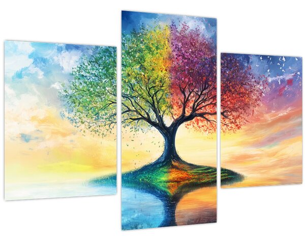 Kép – Évszakok festett fája (90x60 cm)