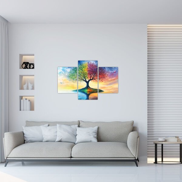Kép – Évszakok festett fája (90x60 cm)