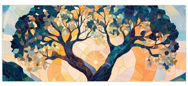 Kép – Mozaik – nap és fa II. (120x50 cm)