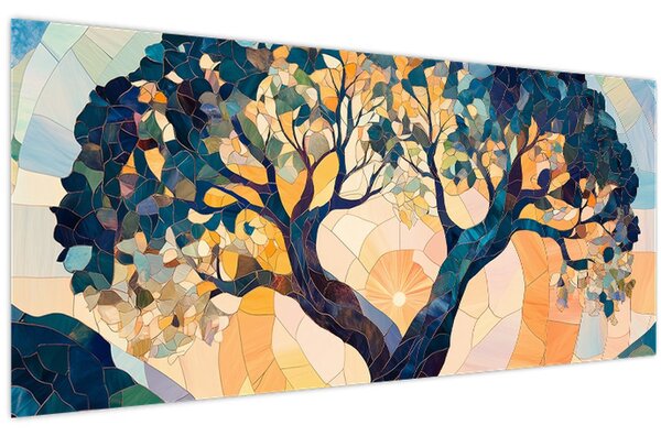 Kép – Mozaik – nap és fa II. (120x50 cm)