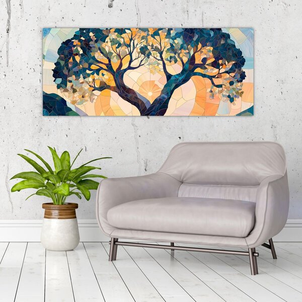 Kép – Mozaik – nap és fa II. (120x50 cm)