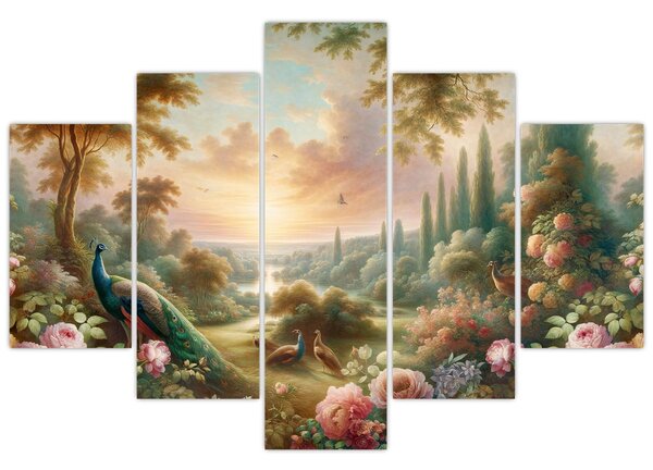 Kép - Pávák a kertben (150x105 cm)