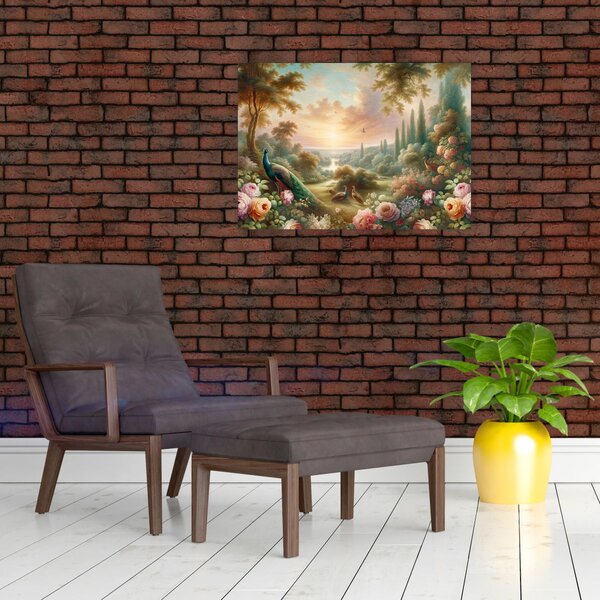 Kép - Pávák a kertben (70x50 cm)