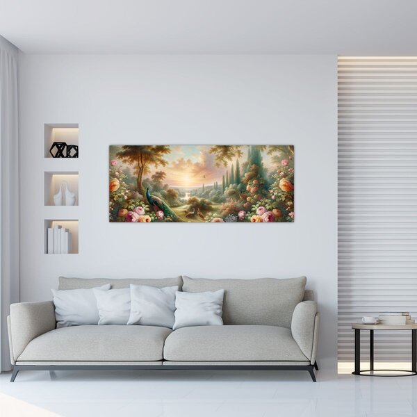 Kép - Pávák a kertben (120x50 cm)