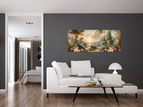 Kép - Pávák a kertben (120x50 cm)