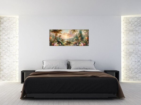 Kép - Pávák a kertben (120x50 cm)