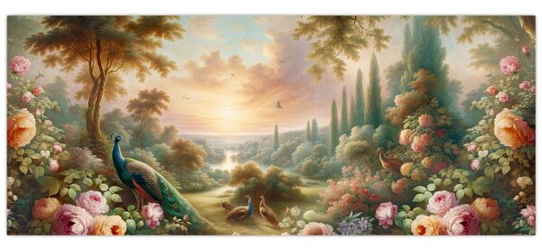 Kép - Pávák a kertben (120x50 cm)