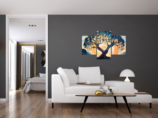 Kép – Mozaik – nap és fa II. (90x60 cm)