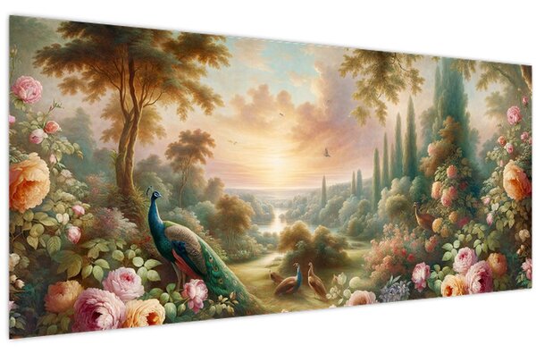 Kép - Pávák a kertben (120x50 cm)