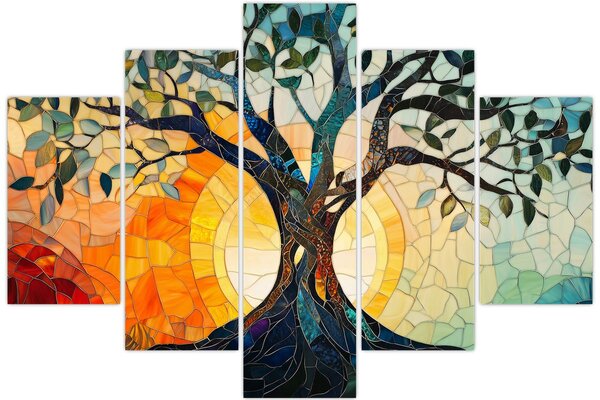 Kép – Mozaik – nap és fa I. (150x105 cm)
