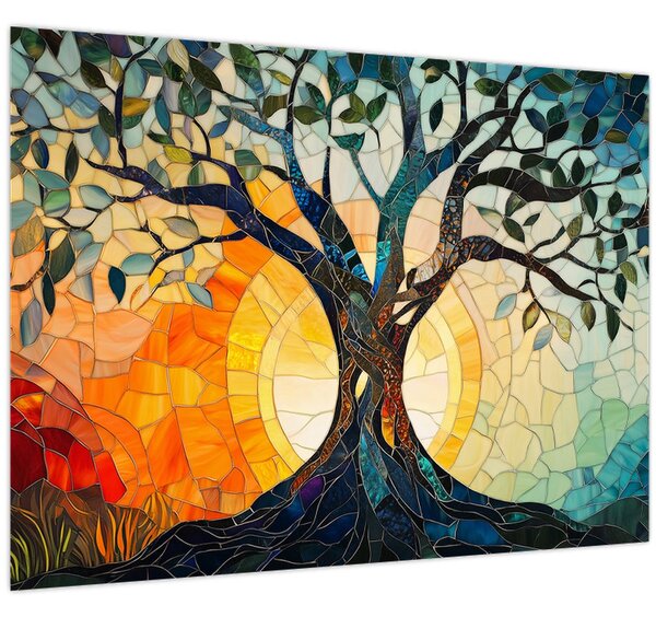 Kép – Mozaik – nap és fa I. (70x50 cm)