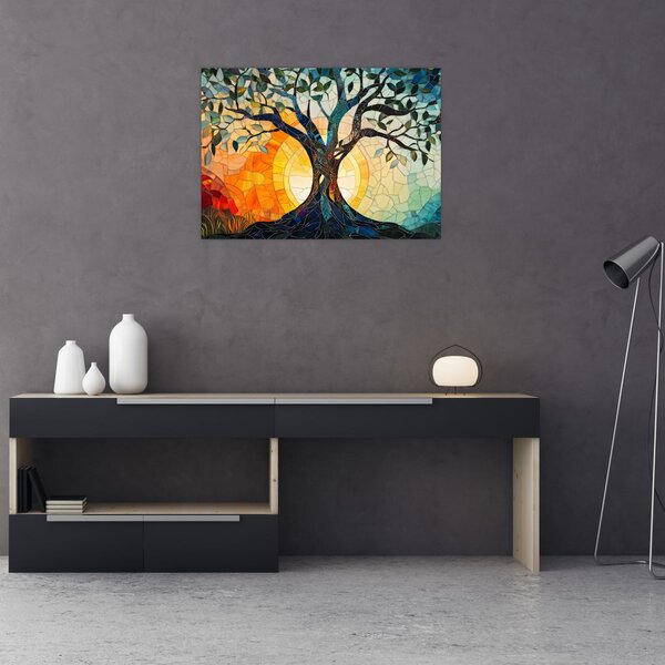 Kép – Mozaik – nap és fa I. (70x50 cm)