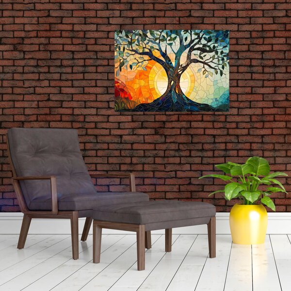 Kép – Mozaik – nap és fa I. (70x50 cm)