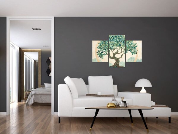 Kép – Elegáns mozaik fával (90x60 cm)