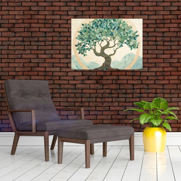 Kép – Elegáns mozaik fával (70x50 cm)