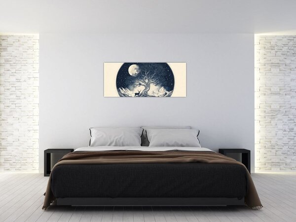 Kép – Mágikus fa szarvassal I. (120x50 cm)