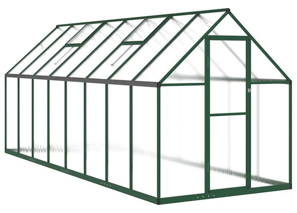 Zöld alumínium melegház alapvázzal 445x169x195 cm