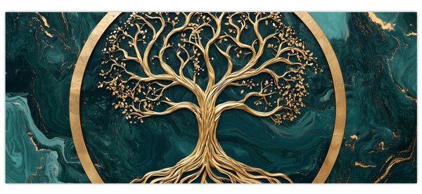 Kép – Márványban lévő arany életfa (120x50 cm)
