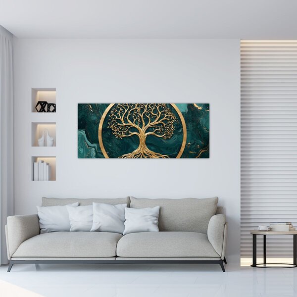 Kép – Márványban lévő arany életfa (120x50 cm)