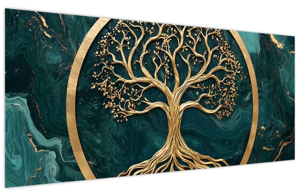 Kép – Márványban lévő arany életfa (120x50 cm)