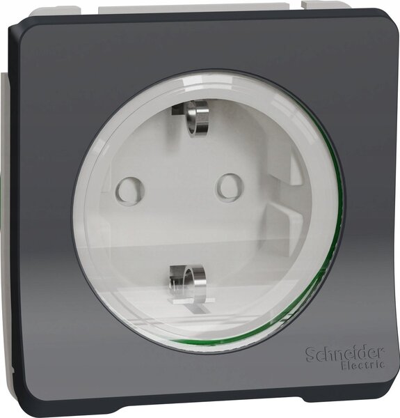 Schneider MUR36135 MUREVA Styl GYV/csapófedéllel/csavaros/antracitszürke 2P+F csatlakozóaljzat