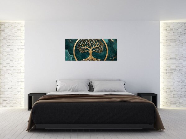 Kép – Márványban lévő arany életfa (120x50 cm)