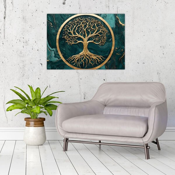 Kép – Márványban lévő arany életfa (70x50 cm)