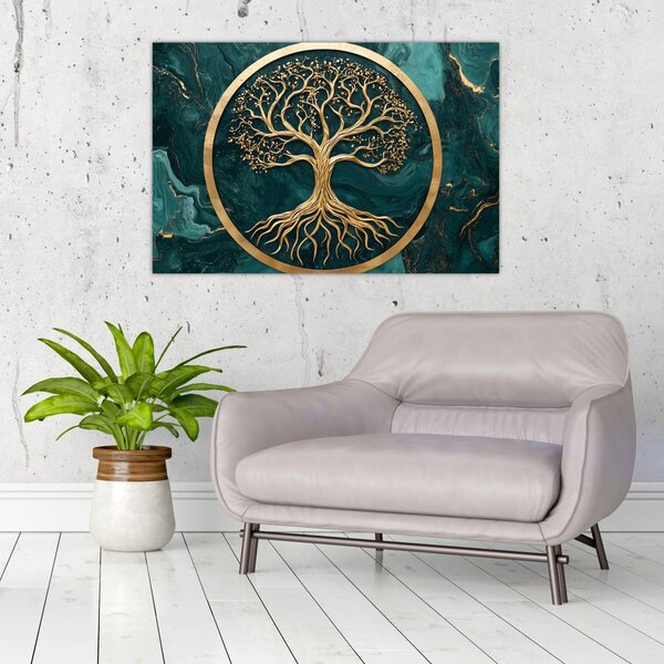 Kép – Márványban lévő arany életfa (90x60 cm)