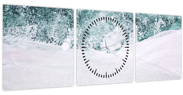 Kép - Türkiz absztrakció (órával) (90x30 cm)